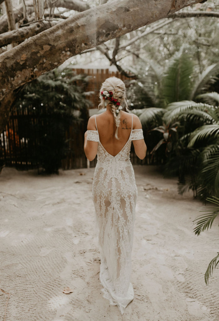 bride portrait and bridal fashion inspiration | Jungle-Disco Tulum Wedding by Feather and North photography