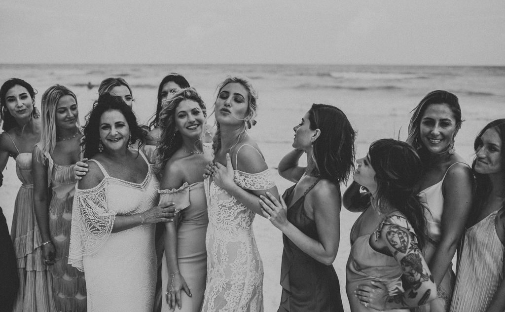 creative wedding day group shots | Jungle-Disco Tulum Wedding by Feather and North photography