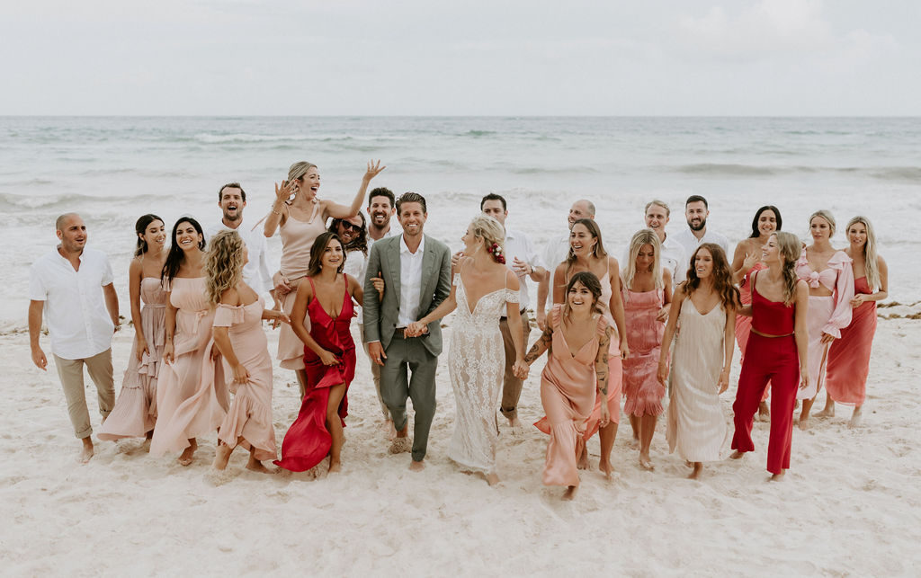 creative group shots | Jungle-Disco Tulum Wedding by Feather and North photography