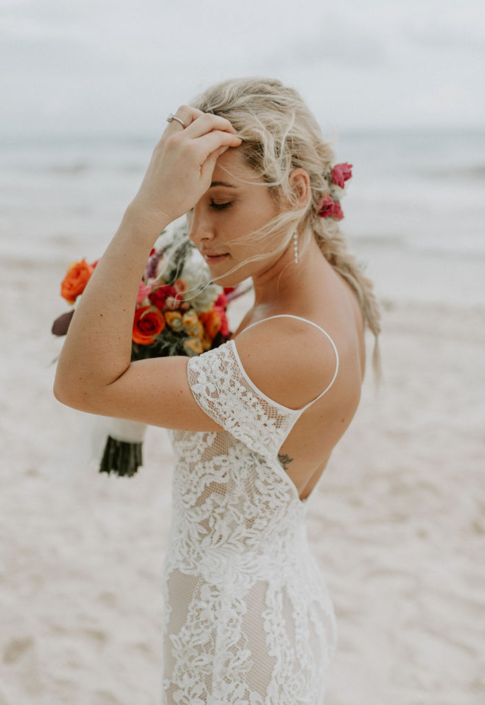 bride wedding day portrait | Jungle-Disco Tulum Wedding by Feather and North photography