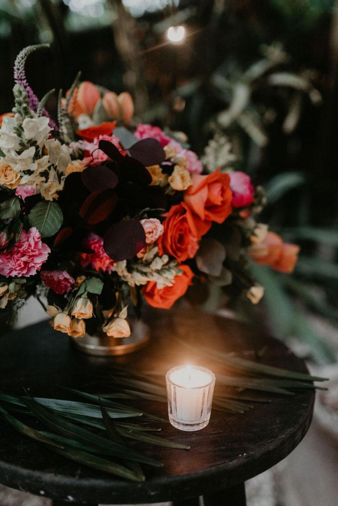 wedding flowers | Jungle-Disco Tulum Wedding by Feather and North photography