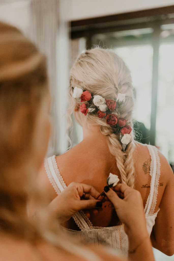 bridal hair braid | Jungle-Disco Tulum Wedding by Feather and North photography